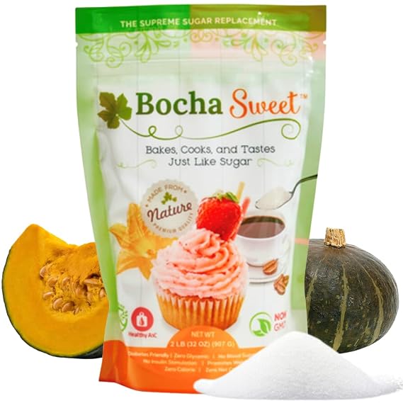 BochaSweet Supreme Sugar Replacement 2 LB, Low Calorie 1:1 Sugar Substitute, Kabocha Extract in Xylitol Structure, Diabetic Friendly, Gluten Free, Non GMO, No Bitter Aftertaste, Ideal for Baking