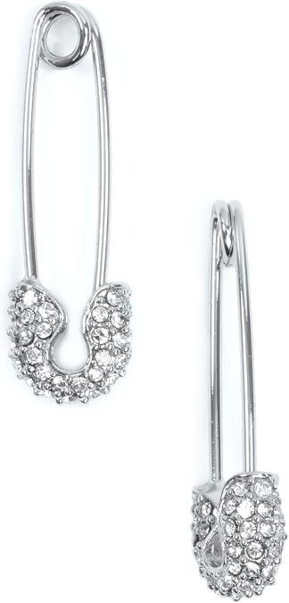 Karl Lagerfeld Paris Linear Safety Pin Earrings, Silver Tone, One Pair