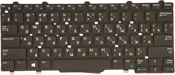 Laptop Replacement Keyboard for Dell Latitude 5250 E5250 E5270 7250 E7250 3150 3160 0TCKW6 TCKW6 Backlit, No Frame (Russian Layout)