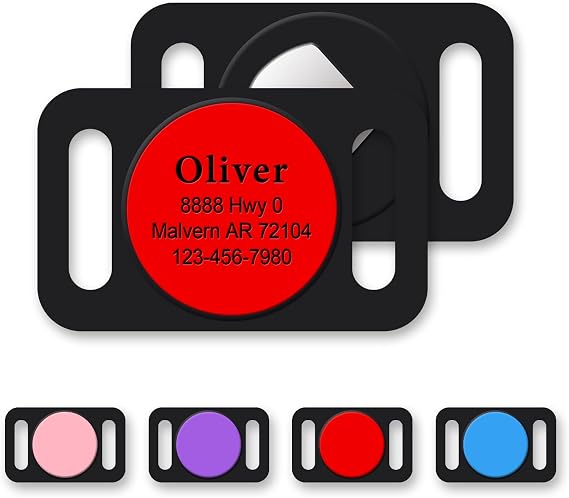 Personalized Pet Tracker Holder Compatible with Airtag, Large Red