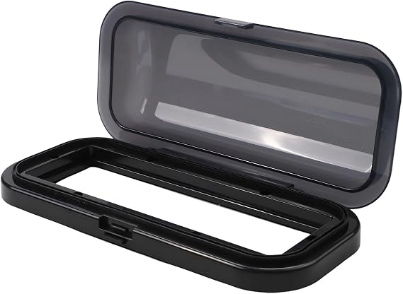 Water Resistant Marine Cover, ABS Boat Radio Protector Shield with Flip-Up Spring, Anti-Salt Spray Dust Guard for Marine Audio CD Player, Black