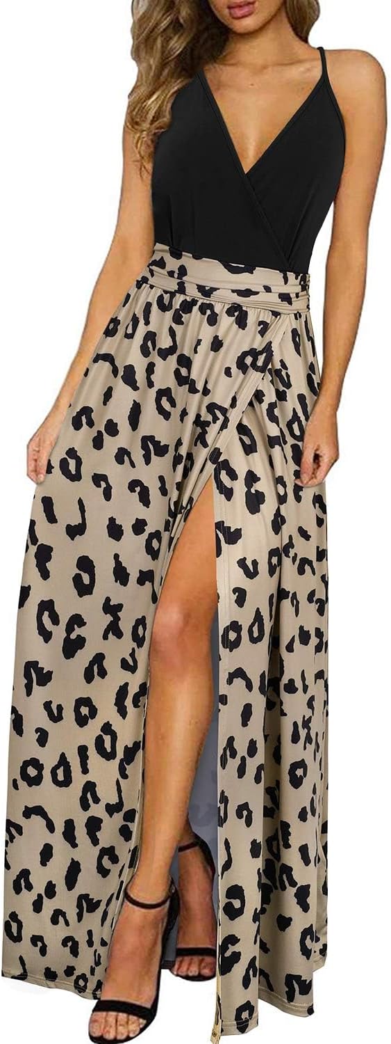 Newshows Women's 2026 Lightweight Summer Wedding Guest Beach Vacation Casual V Neck Split Flowy Maxi Dress