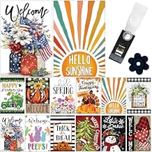 Garden Flag Set of 12 Double Sided Double Stitched 12x18 Inch, Seasonal & Holiday Yard Flags for Outside, All Seasons, 7 Major Holidays, Home Sweet Home Decor for Patio Lawn