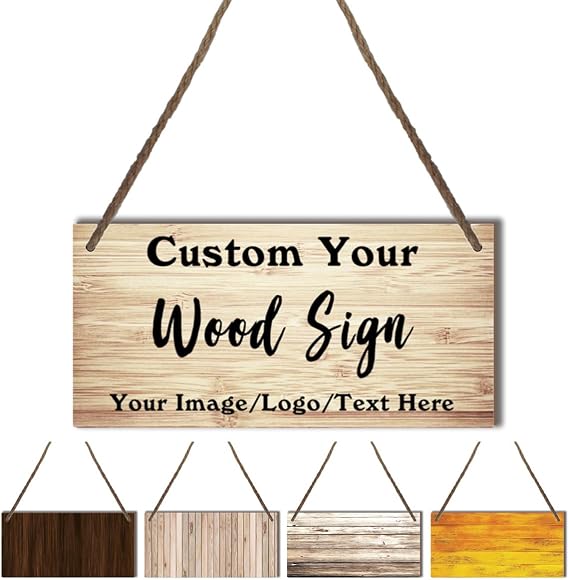 custom wood signs personalized wall art with photo text logo family name home kitchen business bar farmhouse decor
