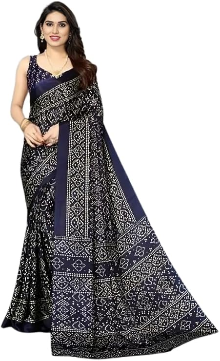 DREAM STYLE Women's Bandhani Printed Soft Silk Saree With Unstitched Blouse Piece