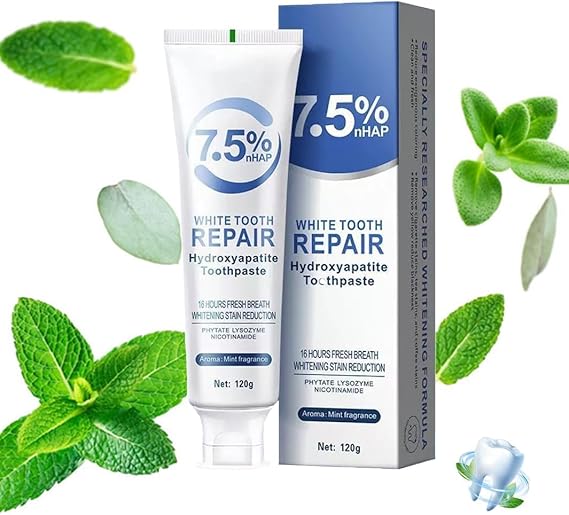 Nano Hydroxyapatite Toothpaste, Hydroxyapatite Toothpaste 7.5% for | Enamel Protection and Tooth Strengthening, White Tooth Repair, Sensitive Teeth, Gentle Mint, Daily Use for Oral Health