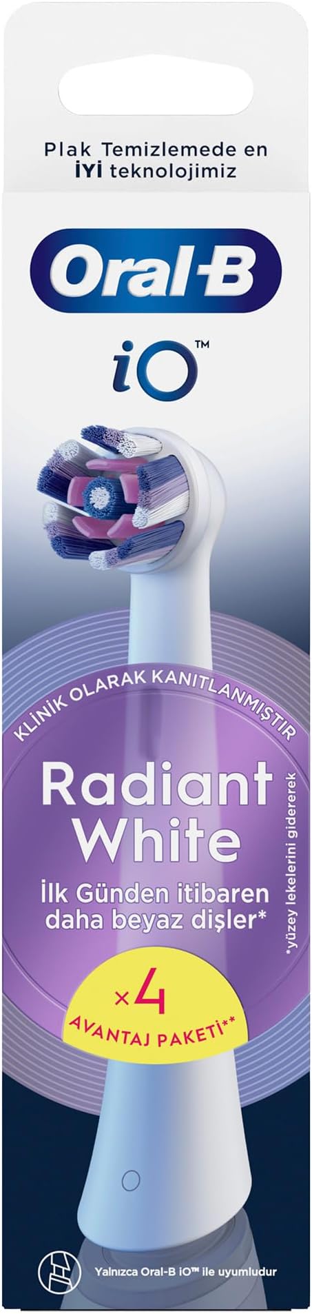Oral-B iO Radiant White Beyaz Diş Fırçası Yedek Başlığı 4 Adet