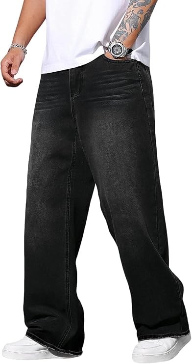 Men's Elastic Waisted Hip Hop Wide Leg Baggy Jeans