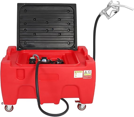 40 Gal Portable Fuel Transfer Tank with 12V Pump for Gas & Diesel