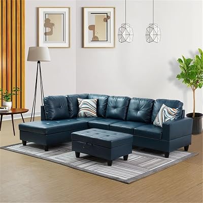 Lifestyle Furniture Lemonda Left-Facing Sectional & Ottoman in Forest Green