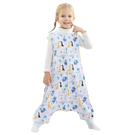 WONDAY Toddler Sleep Sack with Feet, 0.5 Tog Sleeping Sacks for Walking with Legs 12-18 Months 2T 3T 4T 5T (Giraffe, 12-24 Months)