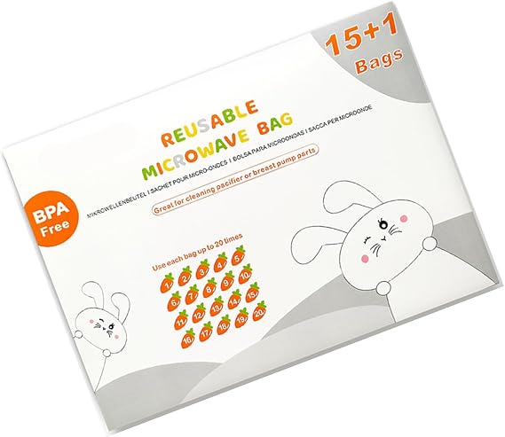 Pack of 16/42 Sheet Microwave Steam Sterilizer Bags for Baby Bottles and Breast Pumps Part Reusable Up to 20 Times/sheet