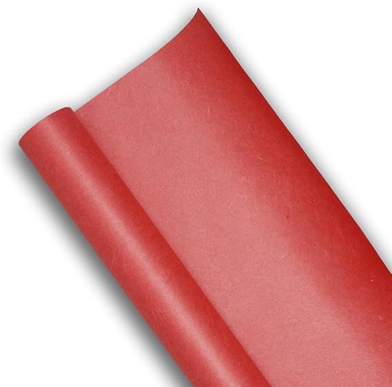 O-Bang Ji, Colered Hanji Paper Roll, Natural Fiber Unyong Texture / 45gsm, 21.3" x 590" / Korean Traditional Mulberry Paper (Red)