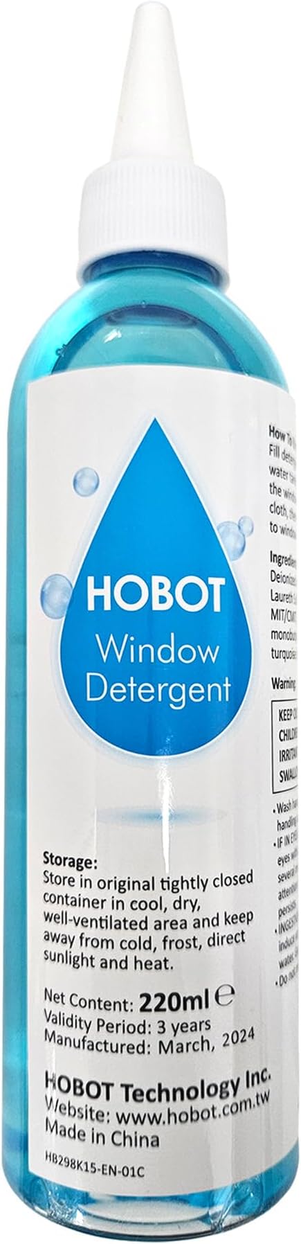 HOBOT Window Cleaning Solution 7.4 fl oz (220 ml)|Compatible Window Cleaning Robots S7 PRO / 298/388|Anti-Streak Formula for Crystal-Clear Glass|Maintains Ultrasonic Spray Performance