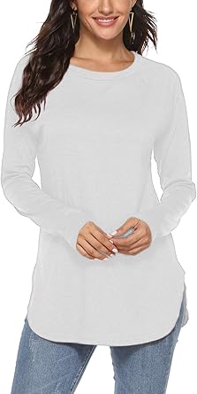 Newchoice Womens Casual Batwing Long Sleeve T Shirt Round Neck Basic Loose Tunic Tops