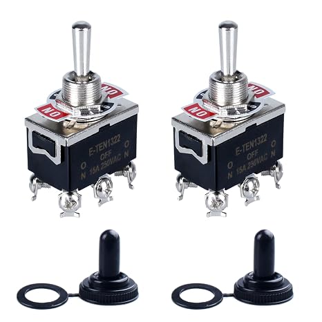 2pcs DPDT Rocker Toggle Switch ON-Off-ON 6 Pin, 20A 12V/125V Latching