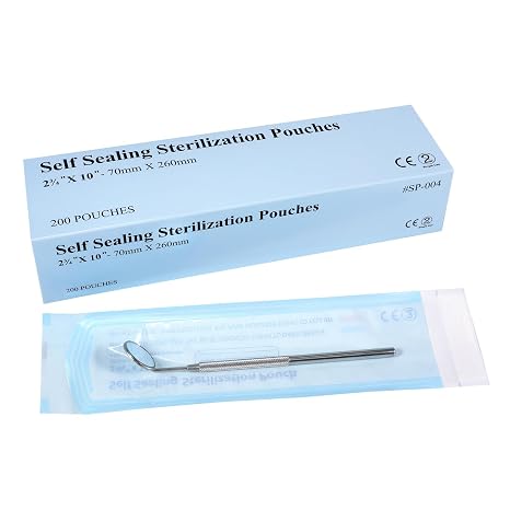200 Packs Self Seal Sterilization Pouches, 7.8 x 1.9 Inches