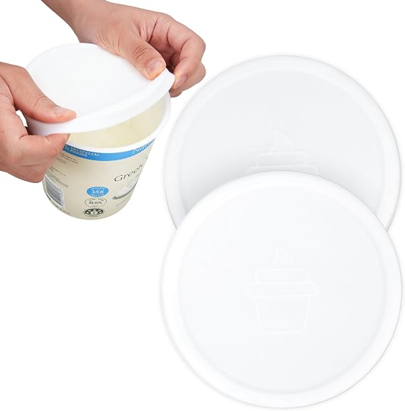 2 Pack Silicone Lids Compatible with Chobani 32oz Greek Yogurt, Silicone Yogurt Lids Covers, Food Safe Airtight Reusable Food Covers, Freezer Dishwasher Microwave Safe (Yogurt NOT Included)
