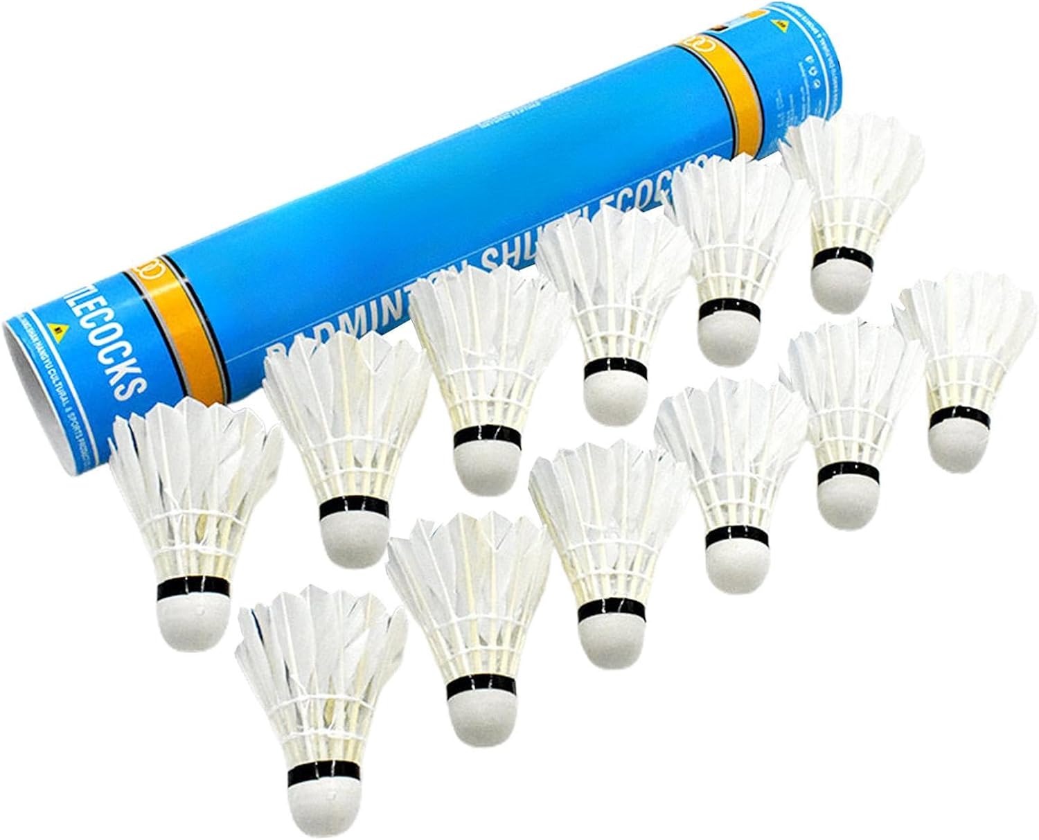 Feather Badminton Shutttlecocks -12pcsバドミントントレーナーボール、安定したバドミントンボール|トレーニングシャトルコック、ヒット練習とスピードトレーニングのための、屋内および屋外のビーチラケットゲーム