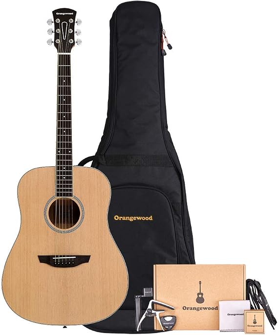 Orangewood Manhattan Dreadnought Acoustic with Spruce Top, Padded Gig Bag, Accessory Kit Including Strap, Tuner, Picks, Capo