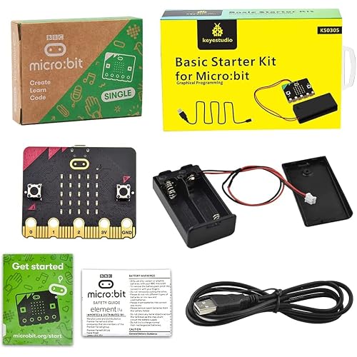 KEYESTUDIO BBC Micro: bit V2 Component Kit Coding Starter Kit with Micro Bit V2 Board with USB Cable Barebones