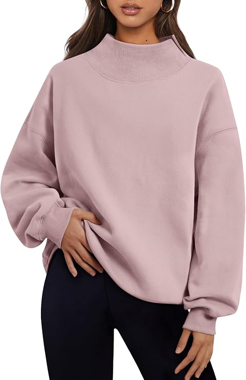 Trendy Queen Womens Mock Neck Sweatshirts Oversized Pullover Fall Outfits