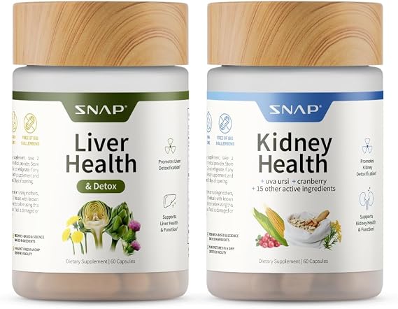 Snap Supplements Liver & Kidney Health Supplement Bundle, 60 Capsules Each