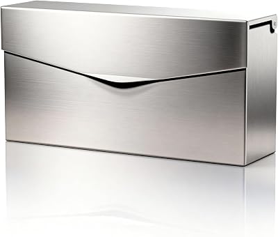 Pochar Rainproof Stainless Steel Mailbox for Walls, Heavy Duty Wall Mounted Mailbox - 14.75 x 3.75 x 7 Rust Proof Steel Dropbox with Rainproof DesignSilver