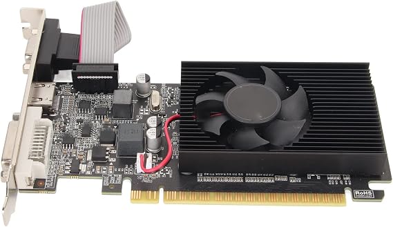 Computer Graphics Card 1G DDR3 64Bit PCIE 2.0 Gaming Graphics Card GPU Graphics Card with Fan Supports DirectX10.1 PC Graphics Card with HDMI DVI VGA Port