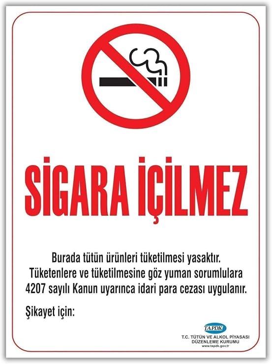 kocstudyo Vinil Sigara İçilmez Uyarı İkaz Levhası, Çok Renkli, 50x70 Cm