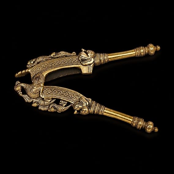Kartique Brass Supari Cutter Nut Cracker Sarota, Peacock Shape, 8 Inch