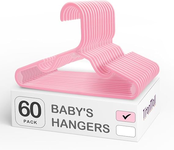 Baby Hangers 60 Pack, Pink Kids Plastic Hanger for Daily Use