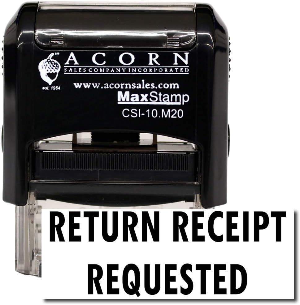 Cargo Stamp - Red Ink Self-Inking Return Receipt Requested Stamp, Ideal for Shipping Coordinators, Efficient and Reliable, 12 x 1-12, Ideal for Streamlining Shipping Processes, Refillable Stamp