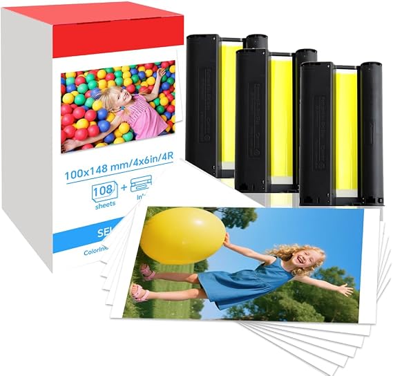 Replacement for Canon Selphy KP-108IN Ink and Photo Paper