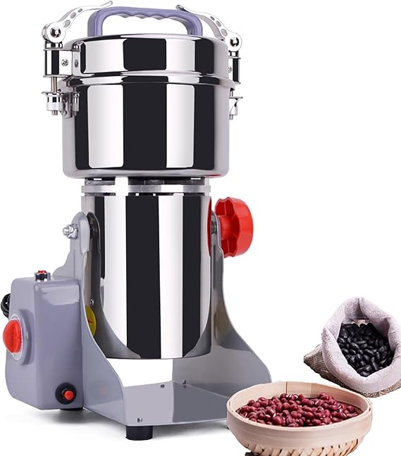 350g Grain Mill Grinder Electric, 1800W High-Speed Spice Grinder, Stainless Steel Grain Mill, with Swingable Cabin, Powder in 30 Seconds with 60-300 Mesh for Kitchen Herb Spice Pepper Coffee