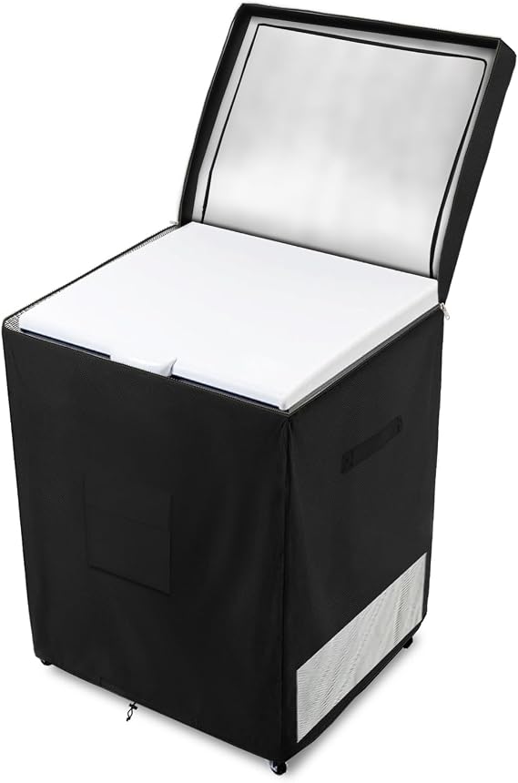 Outdoor Deep Freezer Covers for Outside 7 Cf Chest Freezer,33"x22.5"x33.5" | Heavy Duty 600D,Waterproof,Dustproof,Top Can Be Opened with Zipper,For Indoor Outside 7.0 Cubic Feet Deep Freezer,Black