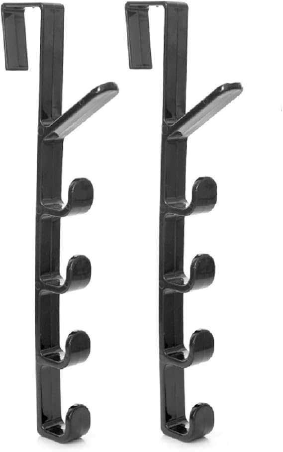 canjoyn 5 Layers Over The Door Hook Organizer Rack Hanger Backpack Handbag Door Hook, Pack of 2 (Black)