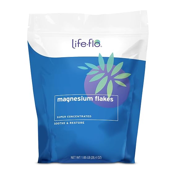 LIFE-FLO Magnesium Bath Flakes - Unscented Magnesium Flakes with Ancient Trace Minerals from the Zechstein Seabed - Epsom Salt Bath Soak Alternative or Relaxing Foot Soak - 26.4oz