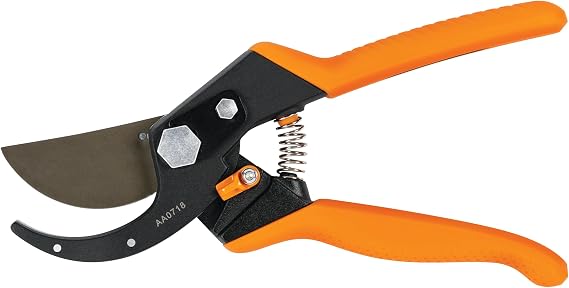 Fiskars Pro SoftGrip Bypass Pruning Shears, 1" Cut Capacity Garden Clippers | PowerArc Steel Blades for Easier Cuts, Sharpenable Carbon Steel Blades with Non-Stick Coating, Shock-Reducing Bumpers
