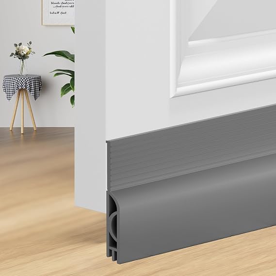 Under Door Draft Stopper,Door Sweep for Bottom of Doors,Adjustable Weather Stripping Door Seal,Soundproofing Under Gap Filler Bottom Exterior Interior Insulation Block Energy Saving(39", Grey)