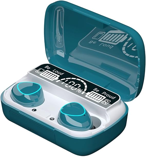 Wireless Headset Tws Bluetooth V5.1 LED Display Stereo Mini Earbud Headset with Microphone Hands-Free Headset,Green