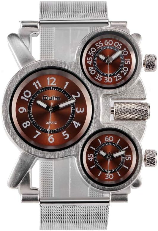 Oulm 1167 Mens Top Brand Multi-Function 3-Movt Quartz Steel Wrist Watch