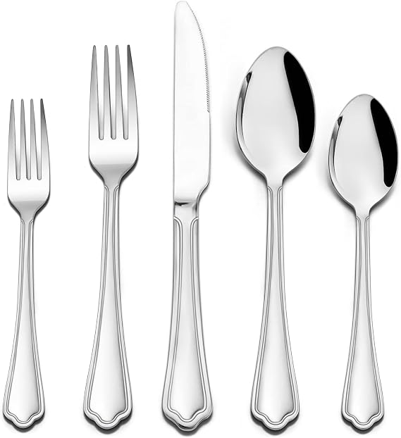 HaWare 60-Piece Silverware Set for 12, Stainless Steel Flatware, Heavy Duty