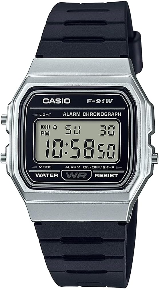 Casio F-91WM-7AJ Men's Wrist Watch, Digital Display, Rectangular, Calendar, Waterproof, Daily Use