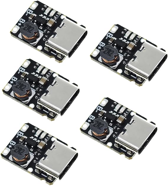 HiLetgo 5pcs TP4057 1A 3.7V Lithium Battery Charging and Discharging Board with Protection Type-C USB C Li-ion Battery Charging Board Over TP4056
