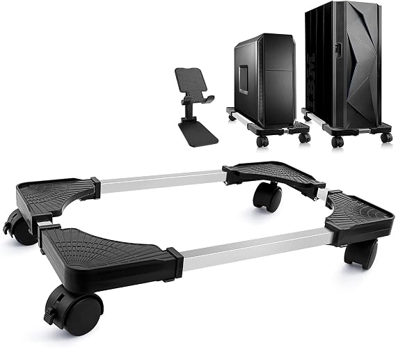 Seloom Bilgisayar Kulesi Standı, PC Standı, Tekerlekli Ayarlanabilir Mobil CPU Standı, Zemin Halı Oyun PC Kasası için PC Kulesi Standı, Oyuncular ve Öğrenciler için PC Yükseltici