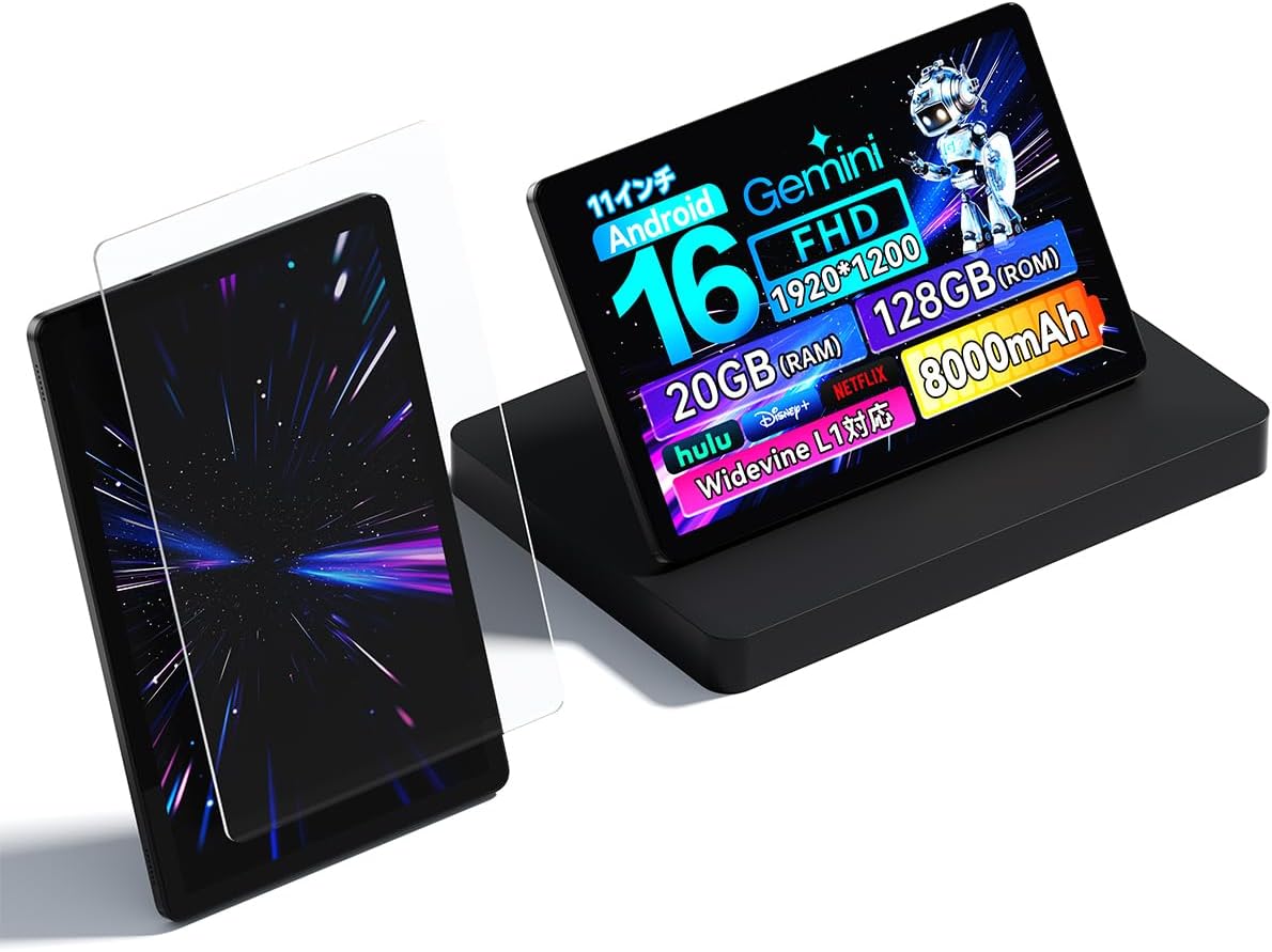 LPad3A Android 16 Tablet, 11 inch  Dedicated Glass Film Set, 20 GB 8  12 RAM, 128 GB ROM, 1920 x 1200 FHD Large Screen, 8,000 mAh High Capacity Battery, Wi-Fi Model, High Definition Camera, 9H