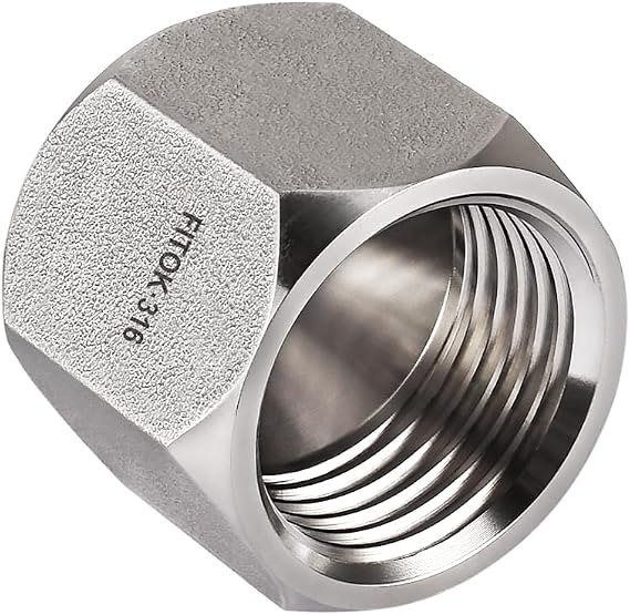 37 Degree Flared Tube Cap 1/2" JIC Female SAE070112 316 Stainless Steel 4500 psi, SS-TC-AN8