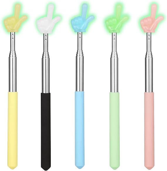 Hianjoo 5 PCS Extendable Pointer Finger Stick for Classroom | Teacher Pointer Finger Tools, Mini Retractable Hand Finger Pointers Stick for Whiteboard, Blackboard, Presentation