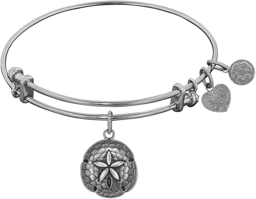 Smooth Finish Brass Sand Dollar Bangle Bracelet, 7.25"